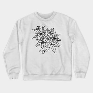 Stargazer Lily Flowers Line Drawing Crewneck Sweatshirt